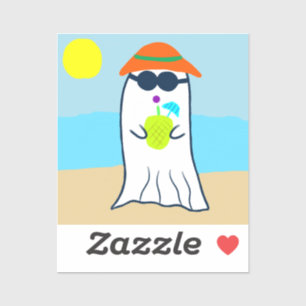 Spooky Summer Ghost am Strand Aufkleber