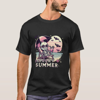 Spooky Summer Skeleton Halloween Vibes Iced Kaffee T-Shirt