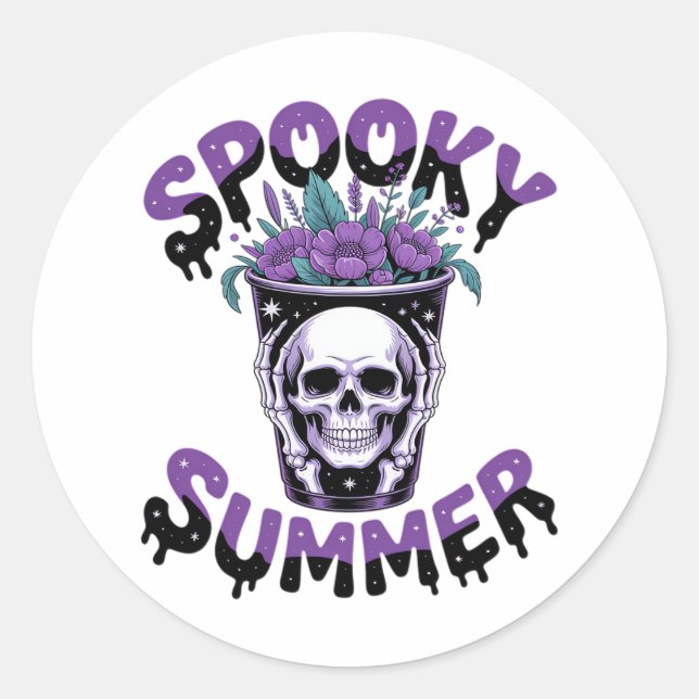 Spooky Summer Skeletonsommer Runder Aufkleber (Vorderseite)