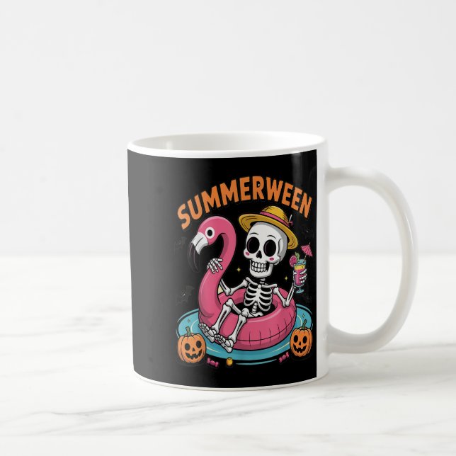 Spooky Summerween Skeleton gerade Gewartet für Hal Kaffeetasse (Rechts)