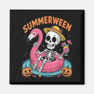 Spooky Summerween Skeleton gerade Gewartet für Hal Magnet