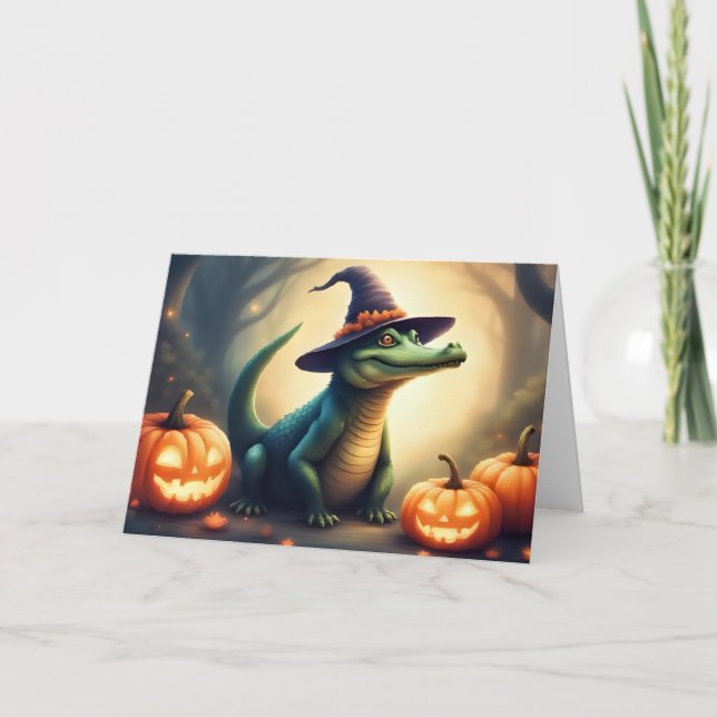 Spooky Swamp Hexenkorb Halloween Notecard Dankeskarte (Vorderseite)