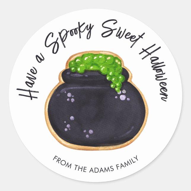Spooky Sweet Cauldron Sugar Cookie Runder Aufkleber (Vorderseite)