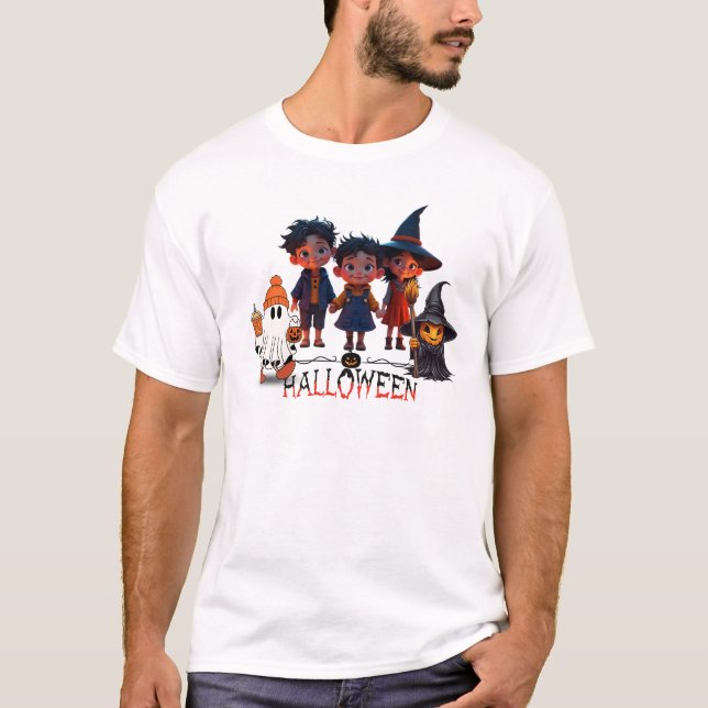 Spooky Sweet Halloween Friends - Adorable Cartoon  T-Shirt (Vorderseite)