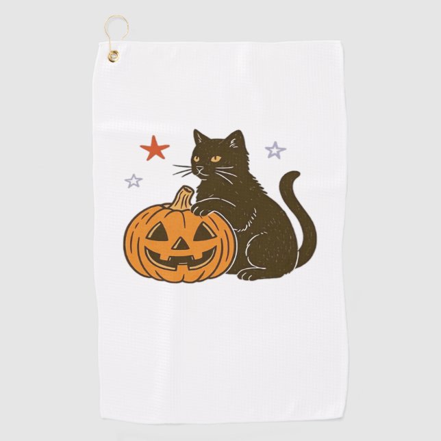 Spooky Sweet Halloween Kitty Classic T - Shirt Golfhandtuch (Vorderseite)
