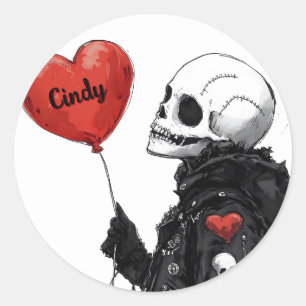 Spooky Sweetheart - Anpassbarer Schädel mit Ballon Runder Aufkleber