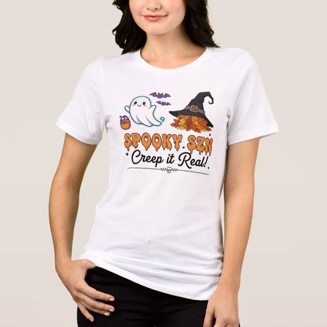 Spooky Szn Ghosts – Cute Halloween Vibe Tee (Vorderseite)