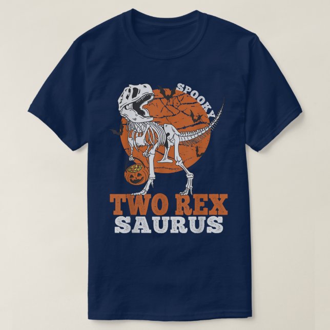 Spooky T Rex Saurus Dinosaur Skeleton T rex Pumpki T-Shirt (Design vorne)