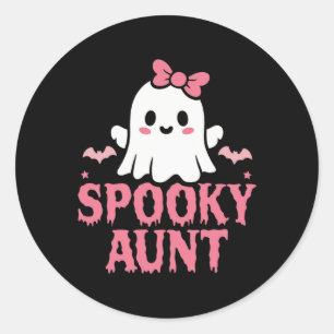 Spooky Tante Familie Niedlich Pink White Geist Boo Runder Aufkleber