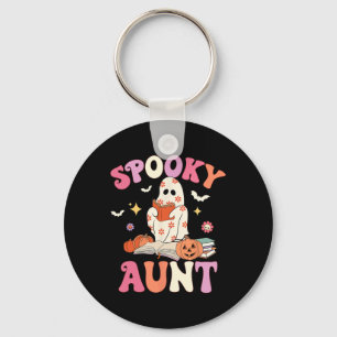 Spooky Tante Retro Groovy Floral Ghost Halloween C Schlüsselanhänger