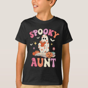 Spooky Tante Retro Groovy Floral Ghost Halloween C T-Shirt