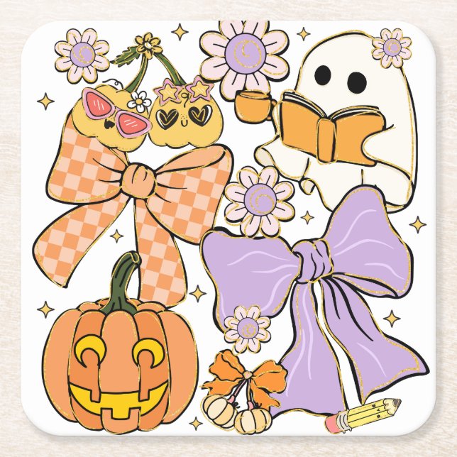 Spooky Teacher Halloween Rechteckiger Pappuntersetzer (Vorderseite)