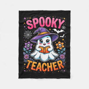 Spooky Teacher Niedlich Ghost Reading Buch Funny H Fleecedecke