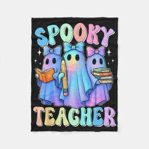 Spooky Teacher Pastel Galaxy Ghost Halloween Trick Fleecedecke