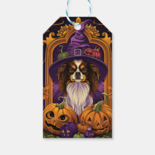 Spooky Tibetan Spaniel Hund Halloween Hexenkürbis Geschenkanhänger