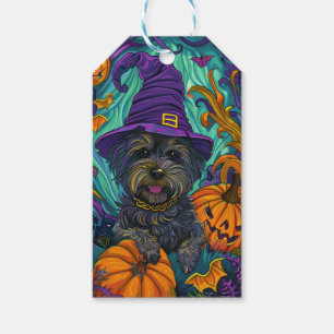 Spooky Tibetan Terrier Dog Halloween Hexenkürbis Geschenkanhänger