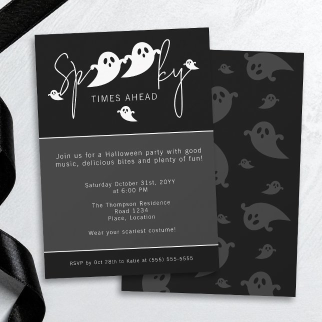 Spooky Times Ahead Ghosts Halloween-Party Einladung (Von Creator hochgeladen)