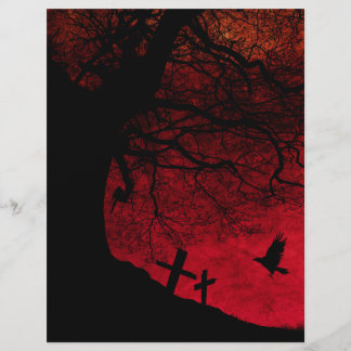 Spooky Tree and Friedhof Halloween Scrapbook Paper