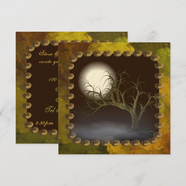 Spooky Tree Halloween-Party Einladung (Vorne/Hinten)