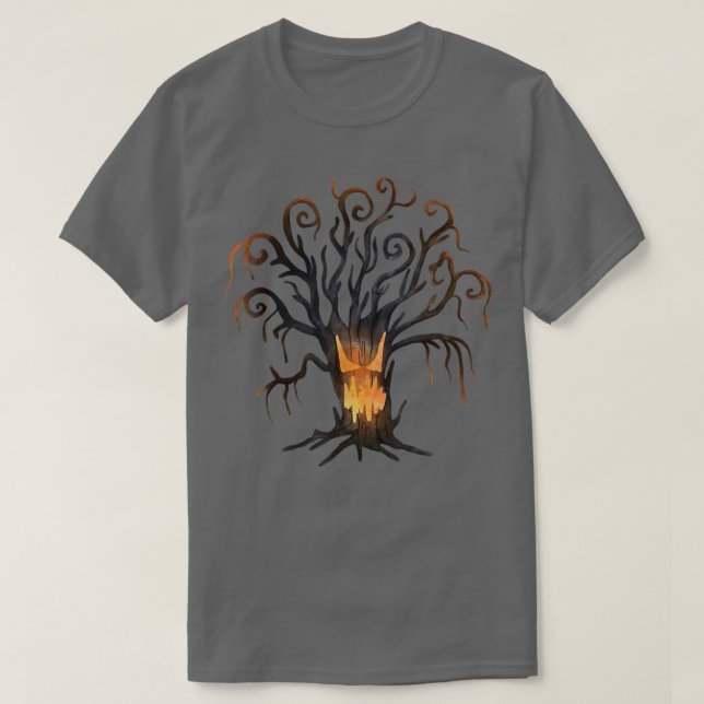 spooky tree haunted forest funny Halloween  T-Shirt (Design vorne)