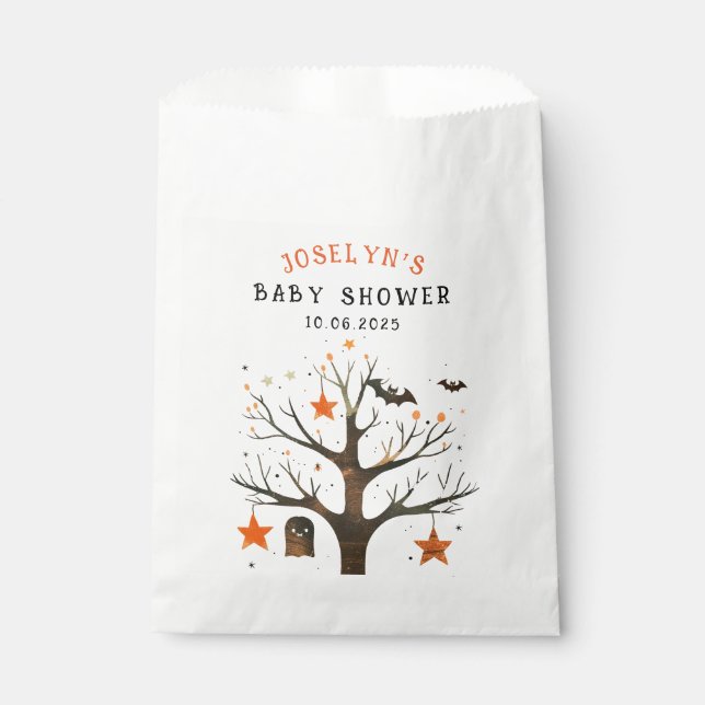 Spooky Tree mit Geist, Fledermäusen und Sternen Ha Geschenktütchen (Vorderseite)