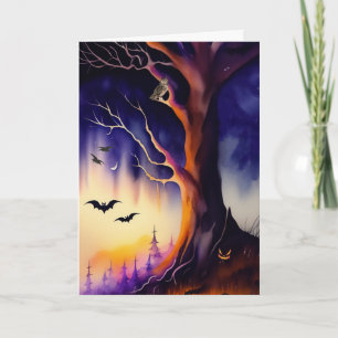Spooky Tree Spuk Forest Halloween Karte