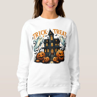 Spooky Trick oder Leckerei in einem alten Haus Sweatshirt