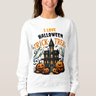Spooky Trick oder Leckerei in einem alten Haus Sweatshirt