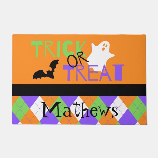 Spooky Trick oder Treat-Raute Fußmatte (Vorderseite)