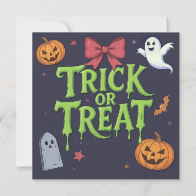 Spooky Trick oder Treat Slime Halloween Einladung (Vorderseite)