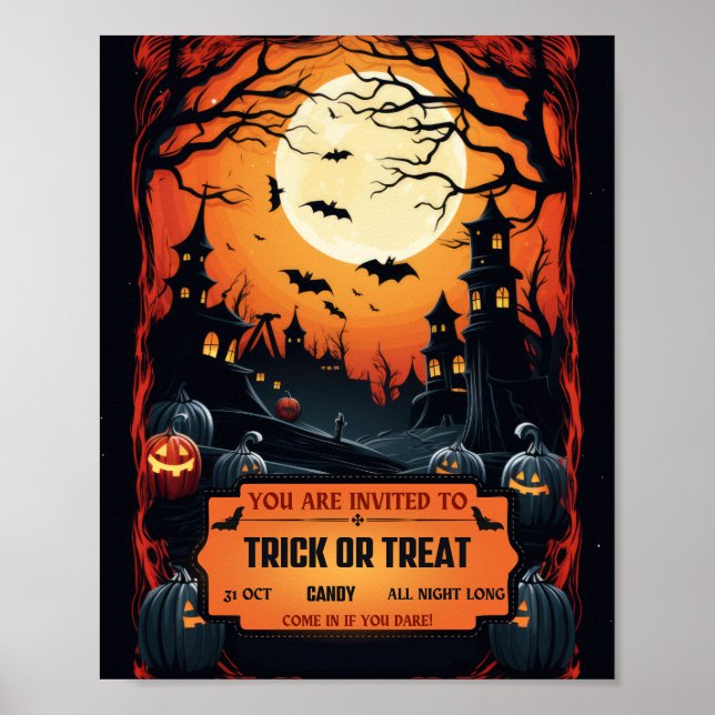 Spooky Trick oder Treatment Poster (Vorne)