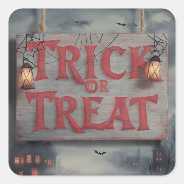 Spooky Trick oder Tretkleber Quadratischer Aufkleber (Vorderseite)