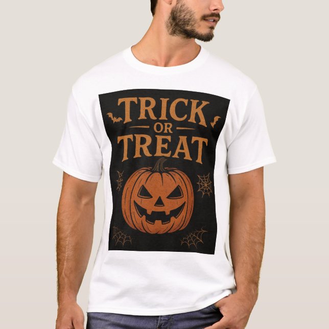 Spooky “Trick or Treat” Halloween Pumpkin Design  T-Shirt (Vorderseite)