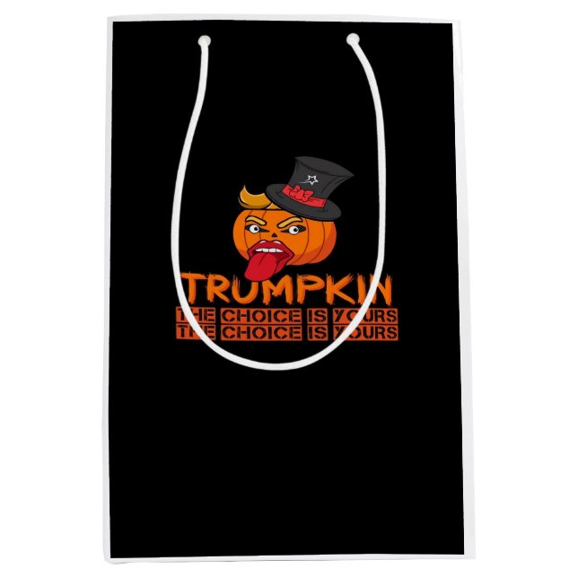 Spooky Trumpkin Halloween Top Hat & Tongue Out- is Mittlere Geschenktüte (Vorderseite)
