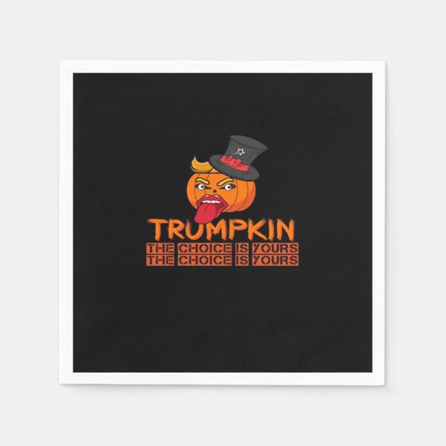 Spooky Trumpkin Halloween Top Hat & Tongue Out- is Serviette (Vorderseite)