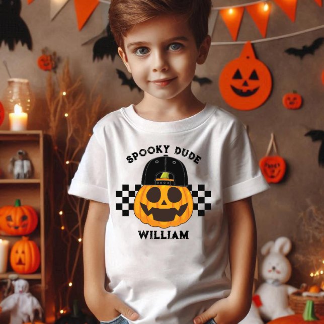 Spooky Typ Retro Pumpkin Kleinkind Halloween Tri-Blend Shirt (Spooky Dude Retro Pumpkin Toddler Boys Halloween Tri-Blend Shirt)