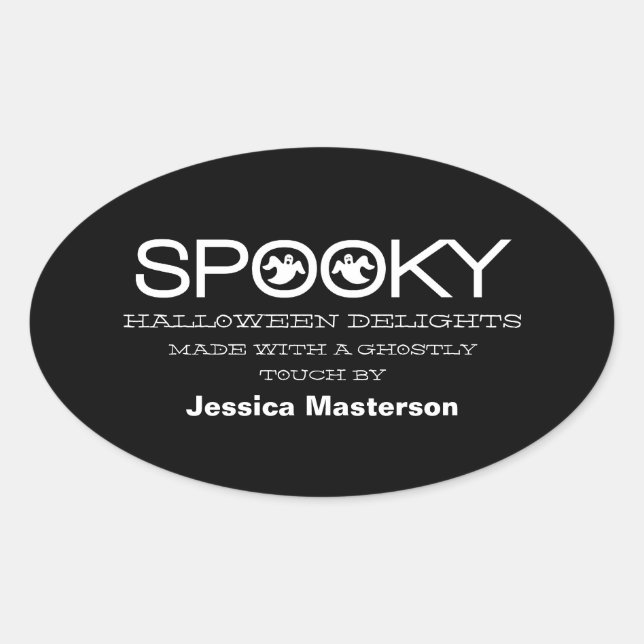 Spooky Typografie Halloween Baking Stickers (Vorderseite)