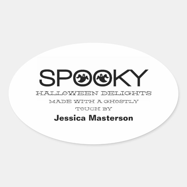 Spooky Typografie Halloween Baking Stickers (Vorderseite)
