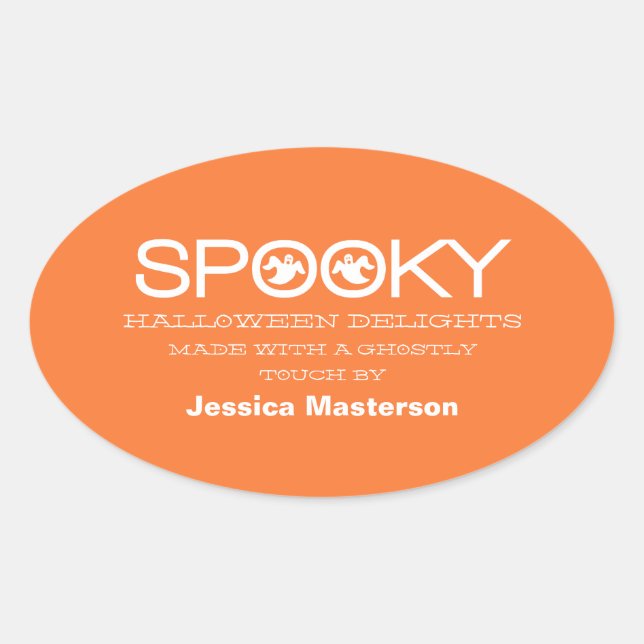 Spooky Typografie Halloween Baking Stickers (Vorderseite)
