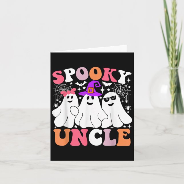 Spooky Uncle Funny Ghost Halloween-Kostüm Karte (Vorderseite)