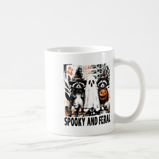 Spooky und Feral Halloween Niedlicher Geist-Raccoo Kaffeetasse (Rechts)