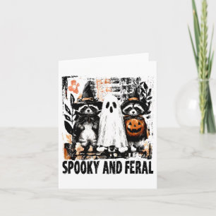 Spooky und Feral Halloween Niedlicher Geist-Raccoo Karte