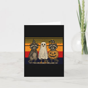 Spooky und Feral Halloween Niedlicher Geist-Raccoo Karte