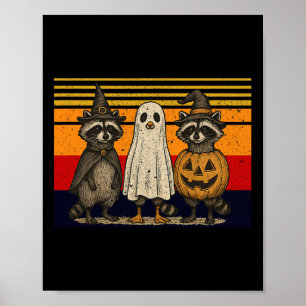 Spooky und Feral Halloween Niedlicher Geist-Raccoo Poster