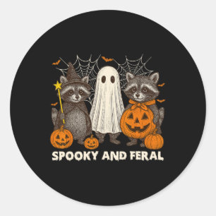 Spooky und Feral Halloween Niedlicher Geist-Raccoo Runder Aufkleber