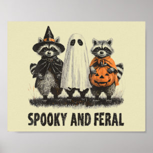 Spooky und Feral Halloween Niedlicher Geisterracco Poster