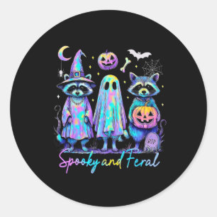 Spooky und Feral Halloween Raccoon Hexenschaf Runder Aufkleber