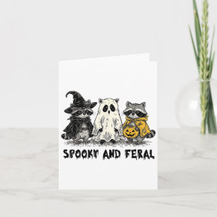 Spooky und Feral Halloween Raccoon Spooky Season T Karte