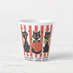 Spooky und Niedlich - Schwarze Katze und Kürbis Milchtasse