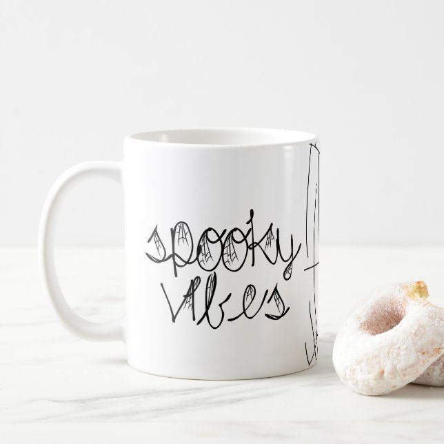 Spooky Vibes Abstrakt Spiders Kaffeetasse (Mit Donut)